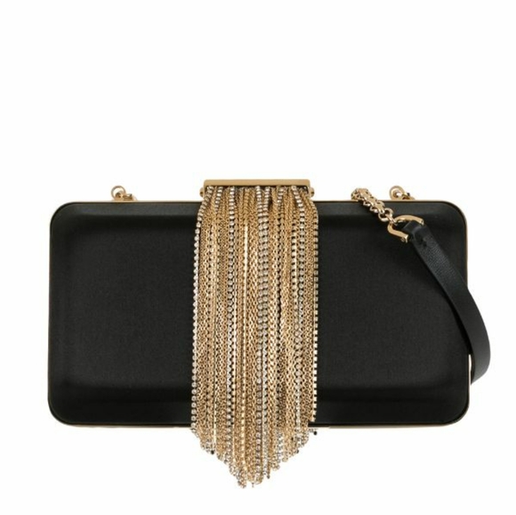 Givenchy Handbags - Givenchy Black Metal Fringe Satin Clutch Bag $3999